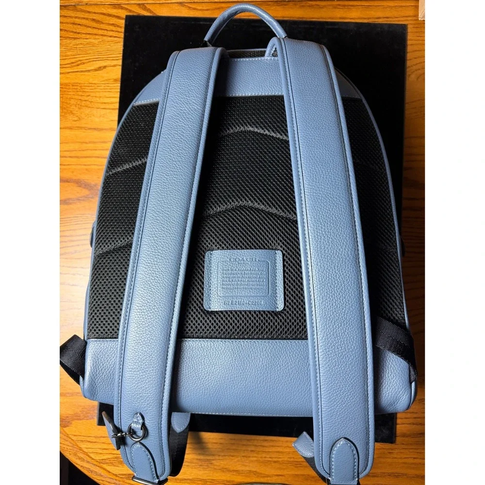 Coach Charter Backpack Blue Pebbled Leather Men's Bag C2286